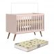 Berço Mini Cama Q Encanto Retrô Rosa com Colchão Supreme - Qmovi