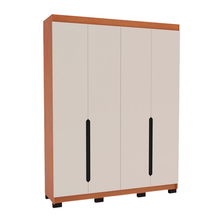 Guarda-roupa Solteiro Madrid 4 Portas 4 Gavetas Freijó E Creme