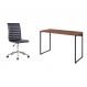 Conjunto de Mesa Studio Nogal 120 cm com Cadeira de Escritório Secretária Giratória Marilyn Preta