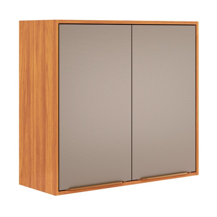 Armário Aéreo Plena 2 Portas Nude e Cinamomo 80 cm