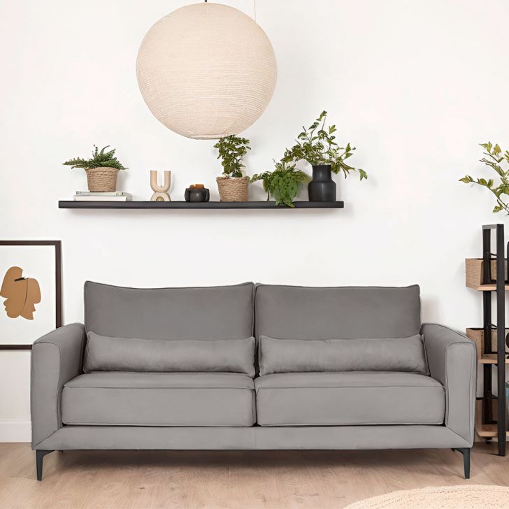 Sofá 3 Lugares Versatti Suede Cinza 210 Cm