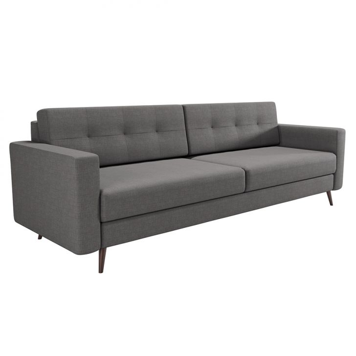 Sofá 3 Lugares Living Pé Palito Linho Cotton Cinza 210 Cm