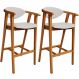 Kit 02 Banquetas Alta Para Cozinha Bancada Bar Sala de Jantar Fixa Cecília L02 Bouclê Cru - Lyam