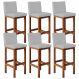 Kit 06 Banquetas Altas Para Cozinha Sala De Jantar Fixa Alya L02 Suede Cinza - Lyam Decor