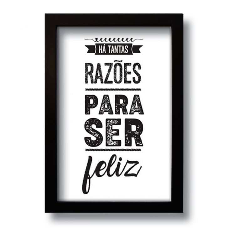 Quadro Decorativo Frase Motivacional Ser Feliz  33x43 cm