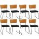 Kit 08 Cadeiras Decorativas Sala De Jantar Allana L02 Couríssimo Whisky Linho Chumbo - Lyam Decor