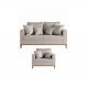 Kit Sofá e Poltrona Decorativo Beni 1,60cm Beni Base Madeira Linho Bege - Montanaris Decor