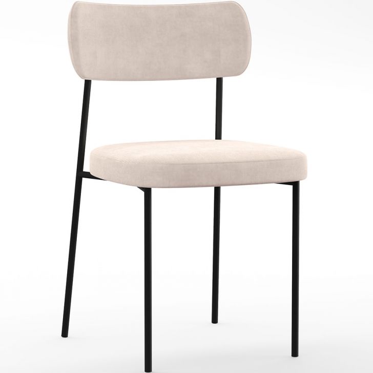 Cadeira Decorativa Estofada Para Sala De Jantar Melina L02 Suede Bege - Lyam Decor