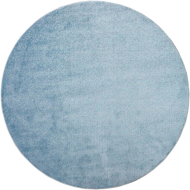 Tapete Tufting Relex Redondo Veludo (190x190) Azul Claro