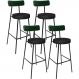 Kit 04 Banquetas Alta Bar Cozinha Sala De Jantar Milão L02 Facto Verde Couríssimo Preto - Lyam Decor