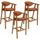 Kit 03 Banquetas Alta Cozinha Bancada Bar Sala de Jantar Fixa Cecília L02 Tecido Terracota - Lyam