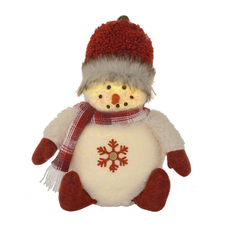 Boneco de Neve com Luz III Vermelho e Branco