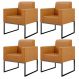 Kit 04 Poltronas Decorativas Sala Base fixa Metal Helô L02 Couríssimo Whisky - Lyam Decor