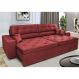 Sofá Retrátil e Reclinável 2,52m com Molas Cama inBox Estilo Suede Velusoft Vermelho