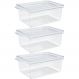 Kit 3 Organizadores de Geladeira com Tampa 660ml Cozinha Multiuso Frutas Transparente UZ