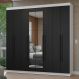 Guarda-Roupa Casal 8 Portas Batentes com Espelho Branco/Preto/Preto Netuno Madesa