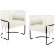 Kit 02 Poltronas Decorativas Fixa Base de Aço Preto Betina D02 Veludo Bege C-309 - Lyam Decor