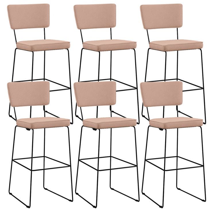 Kit 6 Banquetas Alta Para Cozinha Sala De Jantar Base em Aço Fixa Allana L02 Linho Rosê - Lyam Decor