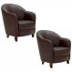 Kit 2 Poltronas Decorativas Sala de Estar Pés Madeira Kairós Couro Chocolate G03 - Gran Belo