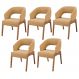 Kit 05 Cadeiras de Jantar e Estar Living Estofada Lince L02 Bouclê Mostarda - Lyam Decor