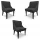 Kit 3 Cadeiras Decorativas Sala de Jantar Base Fixa de Madeira Firenze PU Preto Fosco G19 - Gran Belo