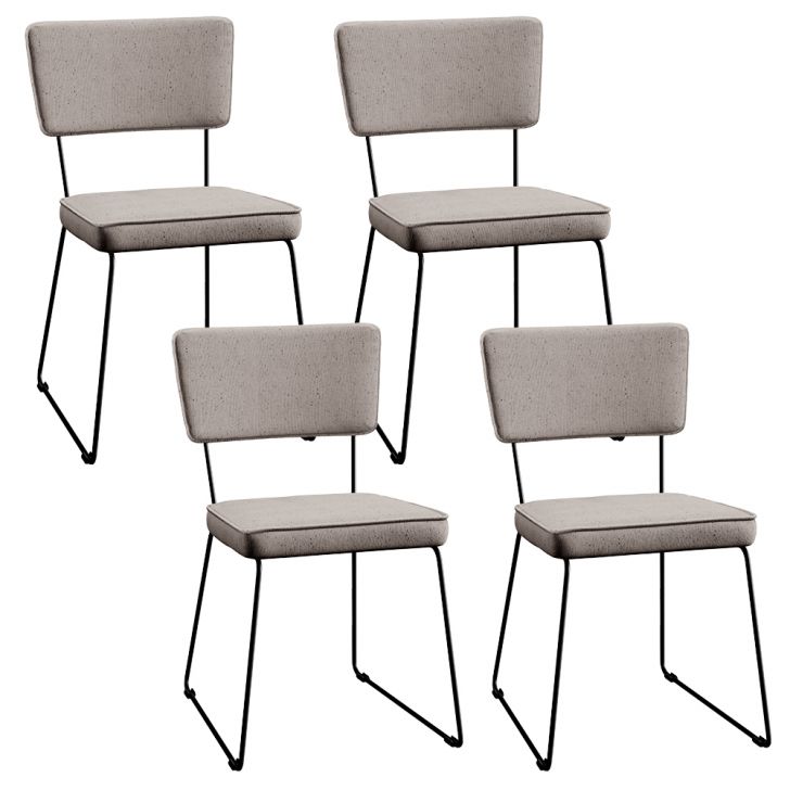 Kit 04 Cadeiras Decorativa Estofada Para Sala De Jantar Base Aço Allana L02 Linho Bege - Lyam Decor
