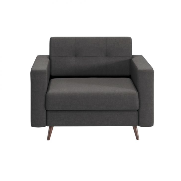 Poltrona Pé Palito Living Linho Cotton Grafite