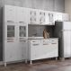 Cozinha Completa Modulada de Aço 4 Peças com Vidros e Gabinete Pia Multimóveis CR20351 Branco
