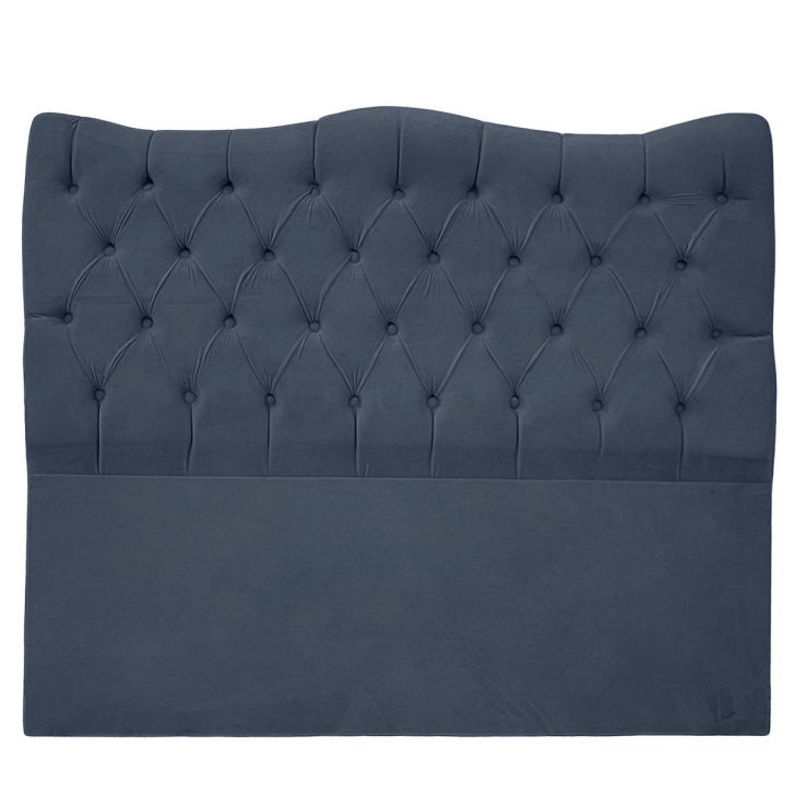 Cabeceira Casal Queen 160cm Dunas Veludo Azul Marinho - Montanaris Decor