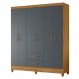 Guarda Roupa Casal Panama 6P 153 cm Freijo Cinza Moval