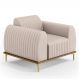 Poltrona Decorativa Base De Madeira Pés Metalizado D'Ouro Molino D02 Veludo Bege C-309 - Lyam Decor