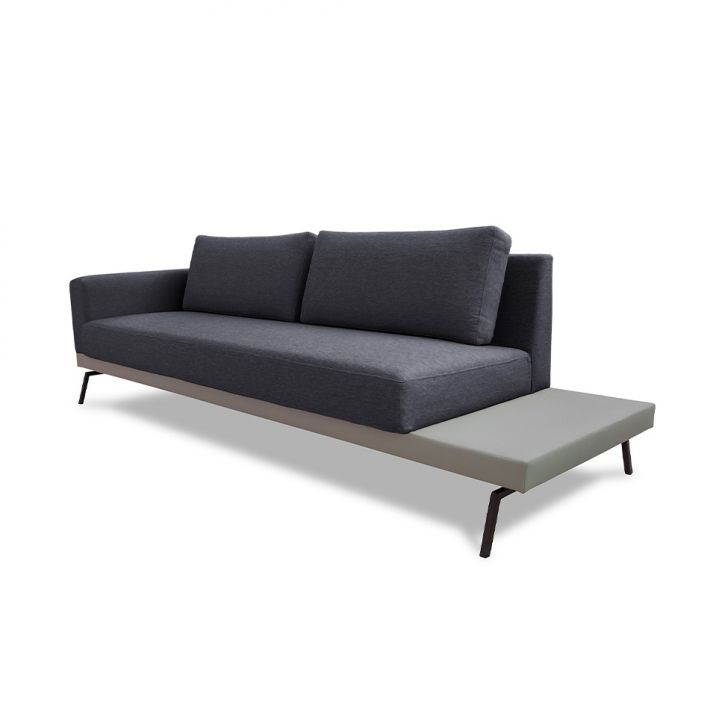 Image of Sofá 3 Lugares Matteo Com Mesa De Apoio Direita Linho Cinza 180 Cm PLA-MO895UP80PUHMOB