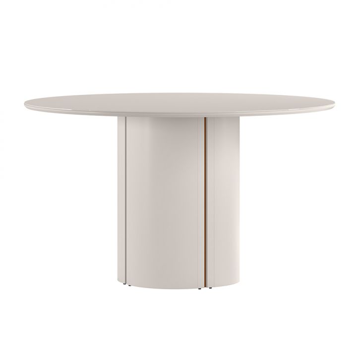 Mesa de Jantar Redonda com Tampo de Vidro Serena Off White 135 cm