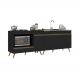 Kit Balcão Cozinha para Cooktop/Forno 105cm e Gabinete Pia 120cm Veneza Multimóveis MP2290 Preto/Dourado