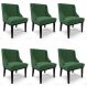 Kit 6 Cadeiras Estofadas para Sala de Jantar Base Fixa de Madeira Preto Lia Veludo Verde - Ibiza