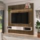 Painel Ripado Até 75 Polegadas Com Led 1 Porta 2 Nichos E Prateleira Belluno Artely Pinho/Off White