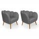 Conjunto com 2 Poltronas Ariel Linho Cinza e Dourado