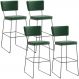 Kit 4 Banquetas Altas Cozinha Sala Jantar Base Em Aço Fixa Allana L02 Facto Verde Musgo - Lyam Decor