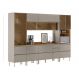 Armário de Cozinha Compacta com 5 Vidros Reflecta Proença 9 Portas 11 Gavetas Nude e Nogueira