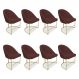 Kit 08 Cadeiras Poltrona de Jantar Bela Suede Marsala Base Metálica Industrial Dourado - Pallazio