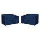 Combo 02 Namoradeira Decorativa Tilla Pés Cromados Suede Azul Marinho - DS Estofados