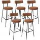 Kit 05 Banquetas Alta Bar Cozinha Sala De Jantar Em Aço Milão L02 Bouclê Terracota - Lyam Decor
