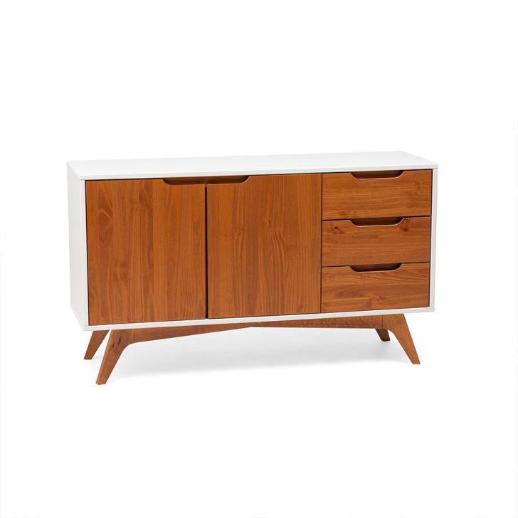 Buffet Happy 2 Portas 3 Gavetas Off White e Garapa