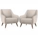 Kit 02 Poltronas Decorativa Fixa Pés de Madeira Paloma D02 Linho Cru C-443 - Lyam Decor