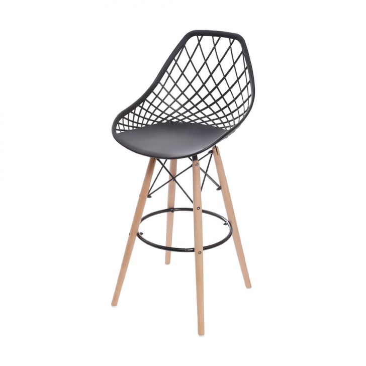 Banqueta Kayla Preta e Madeira