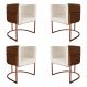 Kit 4 Poltronas Decorativa Cristal Base Bronze Veludo Bege/Pu Caramelo - Montanaris Decor
