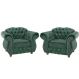 Kit Duas Poltronas Chesterfield Merlo Suede Verde/ decoracao, sala tv estar, recepcao