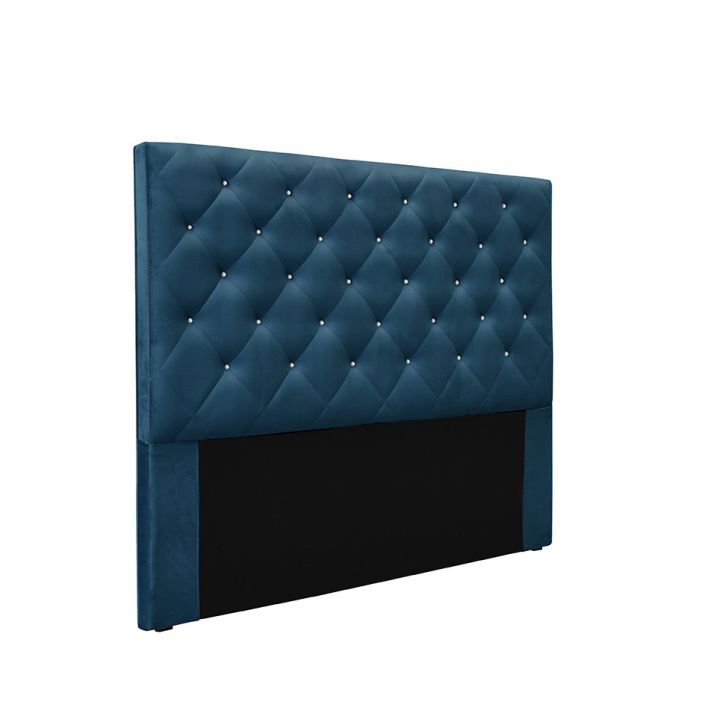 Cabeceira Solteiro Tânia Veludo Azul Marinho