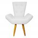 Poltrona Decorativa Emília Barca Pés Palito Suede Branco - DS Estofados