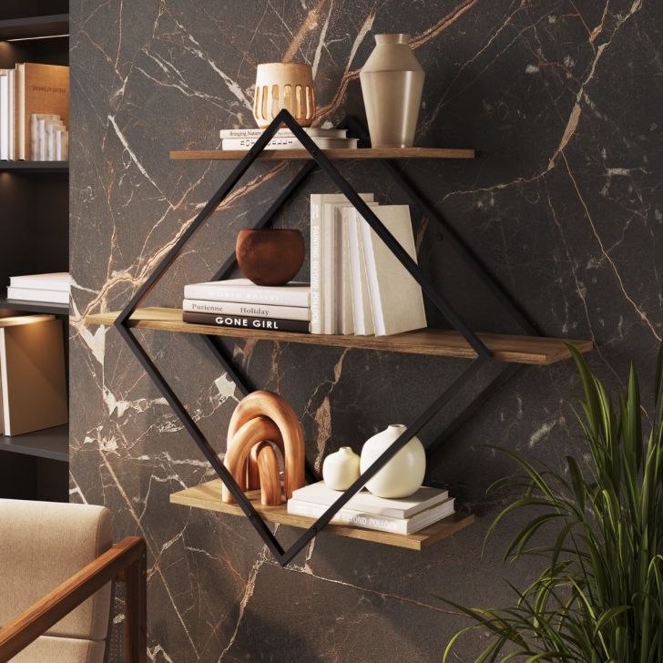 Prateleira Industrial Flutuante Diamante Grande